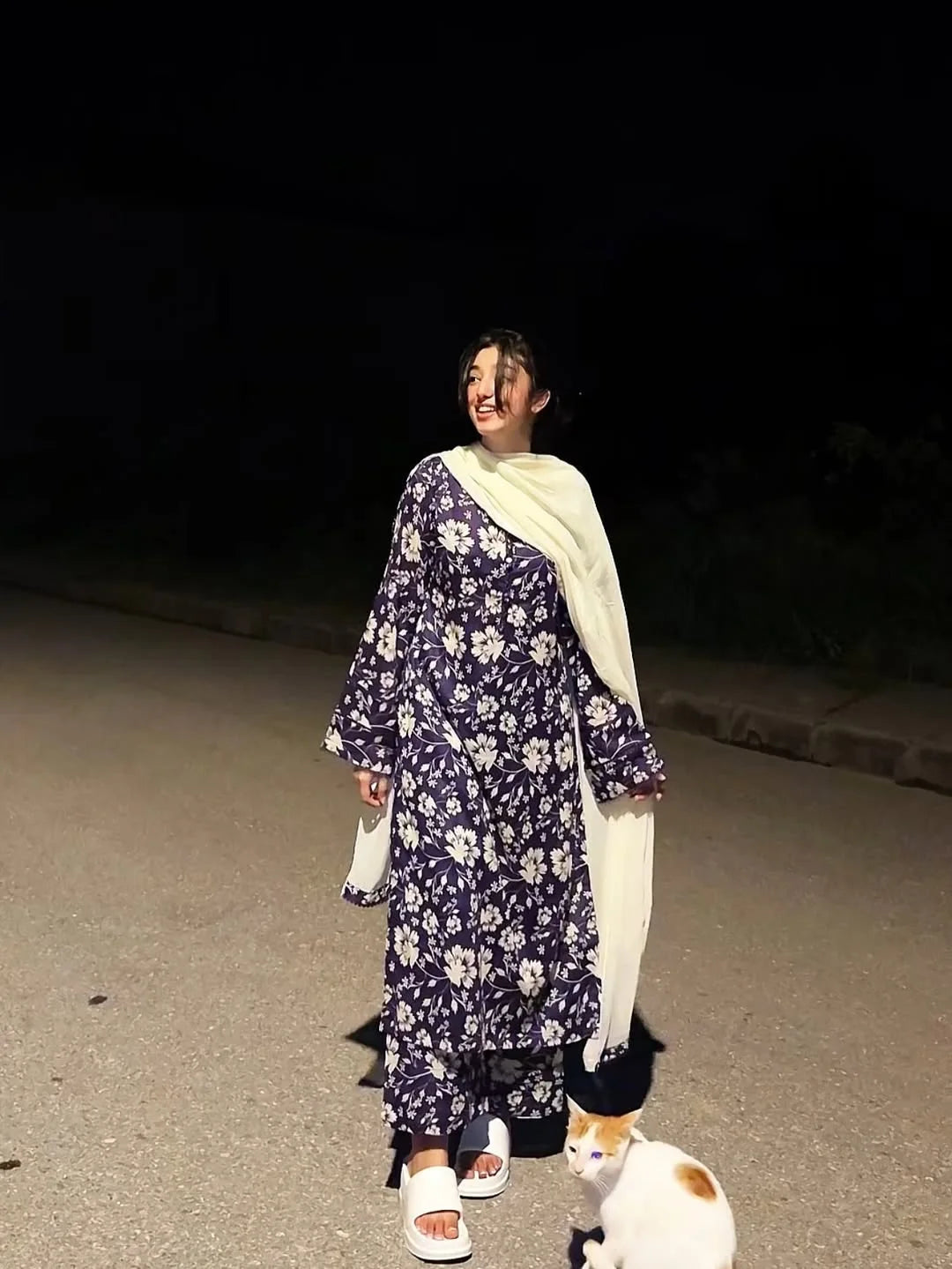 Purple Floral Lawn 3 Piece Suit